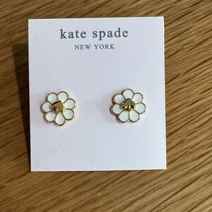 Kate Spade White and Gold Flower Earrings